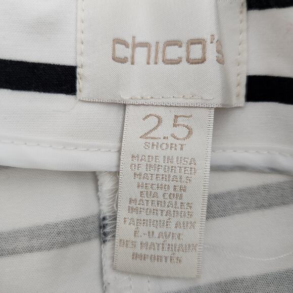 Chicos The Ultimate Fit Striped Bermuda Shorts Nautical Preppy Black White 14 - Picture 3 of 4